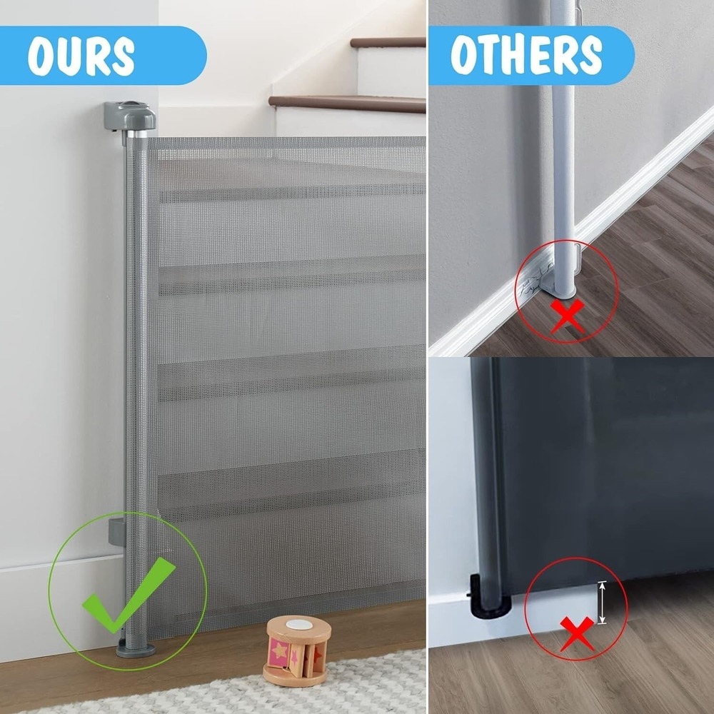 Cumbor Baby Pet Mesh Gate 33" Tall Retractable Barrier Extends to 55" for Stairs - Picture 11 of 11